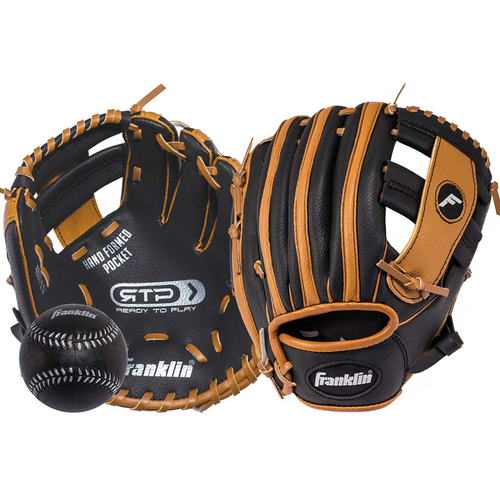 Franklin 4809TBS Baseball Glove Black/Tan PVC Right-handed 9.5" Black/Tan