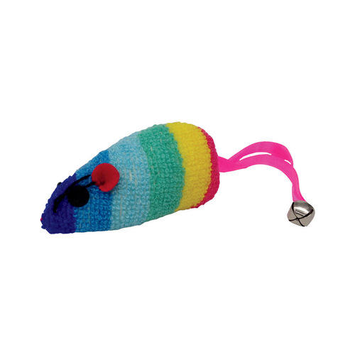 Catnip Toy Multicolored Rainbow Mouse Fleece Large Multicolored