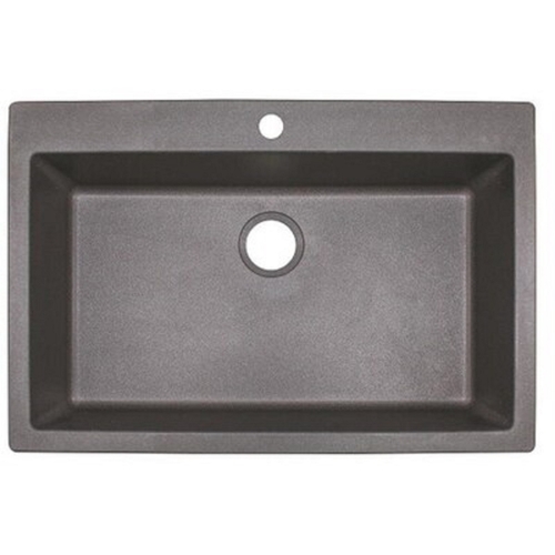 Kitchen Sink Granite Dual Mount 22" W X 33" L Single Bowl Gray Granite