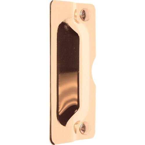 Entry Door Latch Shield, 7 in L, 3 in W, Steel, Brass