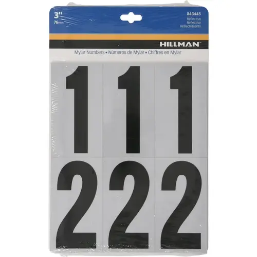 Number Set 3" Reflective Black Vinyl Self-Adhesive 0-9 Glossy