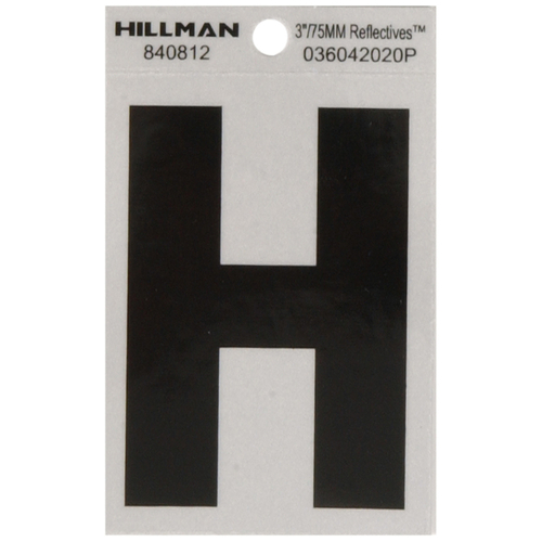 Letter 3" Reflective Black Vinyl Self-Adhesive H