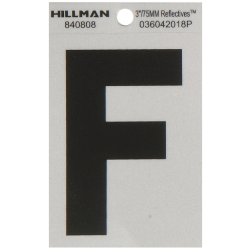 Letter 3" Reflective Black Vinyl Self-Adhesive F