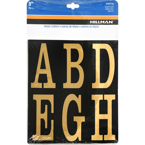 Letter Set 3" Gold Plastic Self-Adhesive A-Z - pack of 5