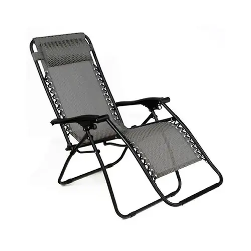 Folding Lounger Multi-Position Gray Zero Gravity - pack of 2