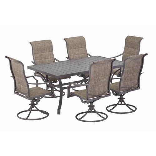 Living Accents Ace22004 Dining Set Ainsley 7 Pc Brown Swivel And Sling 