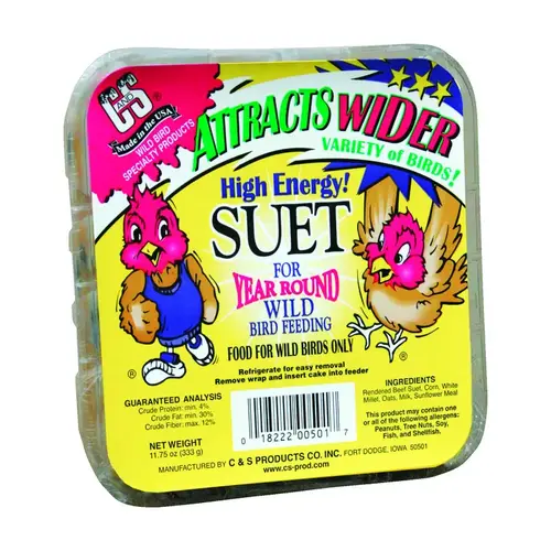 C&S Products 80795-XCP12 Wild Bird Food High Energy Assorted Species Beef Suet 11.75 oz - pack of 12