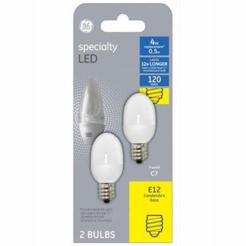 LED Bulb C7 E12 (Candelabra) Soft White 4 Watt Equivalence Frosted Pair