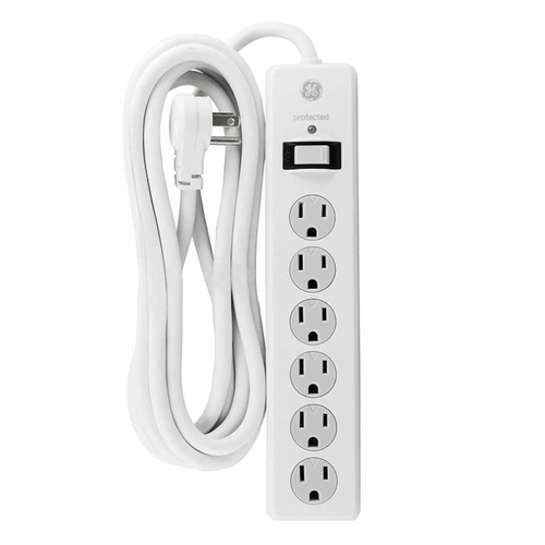 Surge Protector 10 ft. L 6 outlets White White
