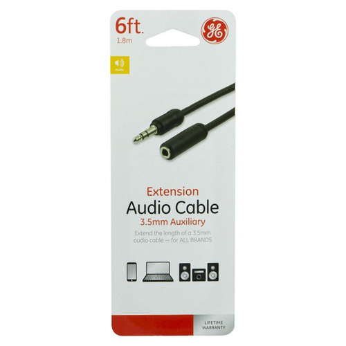 Audio Cable 6 ft. L 3.5 mm Black