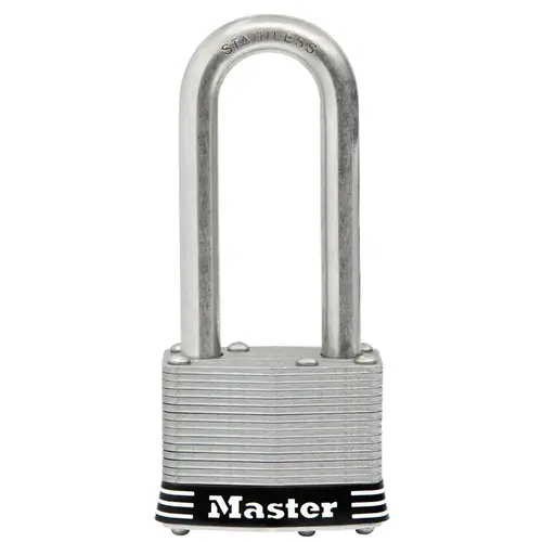 Padlock 4-3/8" H X 2" W Stainless Steel 4-Pin Tumbler Keyed Alike Gray