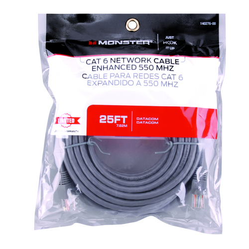 Networking Cable Just Hook It Up 25 ft. L Category 6 Gray