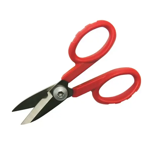 GB ES-360 Electrician Scissor/Cutter, 5-1/2 in OAL, 1-5/8 in L Cut, Stainless Steel Blade, Red Handle