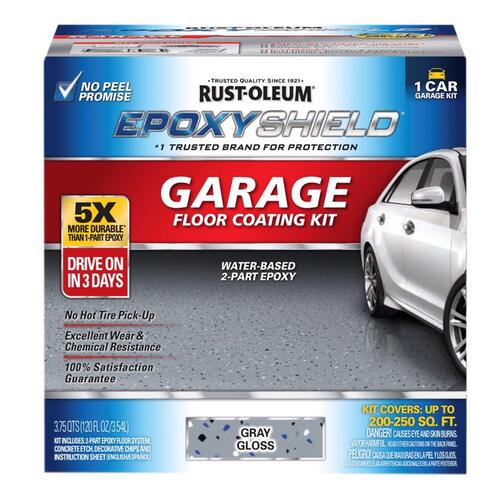 RustOleum 251965 Garage Floor Coating Kit Epoxyshield Gloss Gray Water