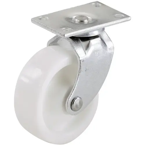 Swivel Caster, 1-5/8 in Dia Wheel, Plastic Wheel, White, 50 lb - pack of 4