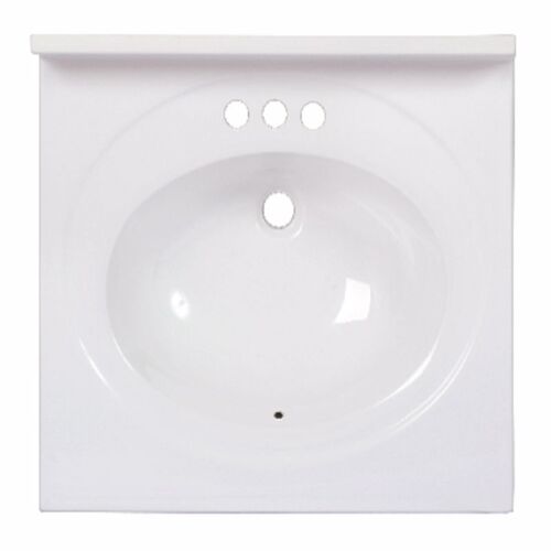Bathroom Sink Standard Cultured Marble 25" W X 22" D White Gloss