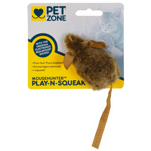 Pet Zone 1550012618 Pet Toy MouseHunter Brown Mice With Realmouse Sound Plush Brown