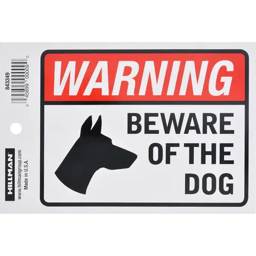 Decal English White Beware 4" H X 6" W - pack of 6