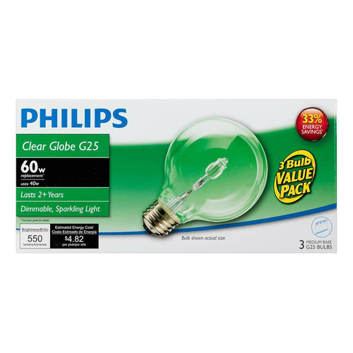 Philips 433680 Decorative Bulb EcoVantage 40 W G25 Globe E26 (Medium) Soft White Clear