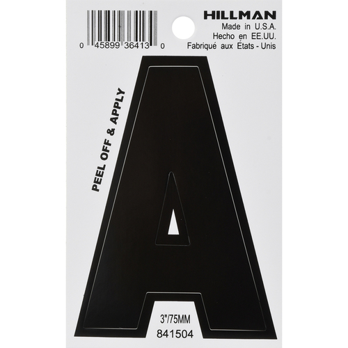 Hillman 841504 Letter 3" Black Vinyl SelfAdhesive A Glossy