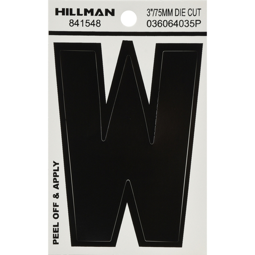 Letter 3" Black Vinyl Self-Adhesive W - pack of 6