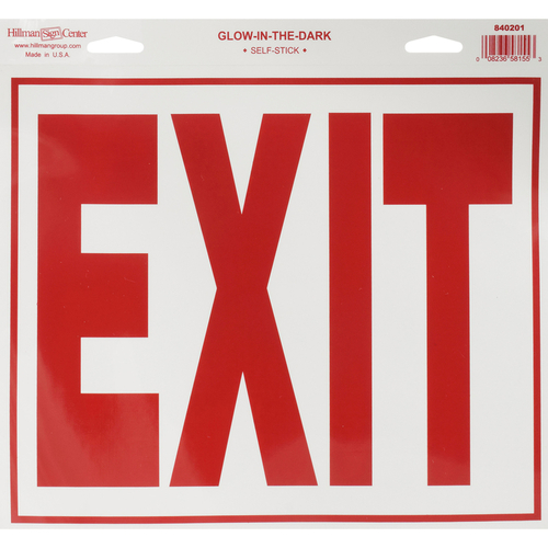 Decal English White Exit 11" H X 12" W - pack of 10