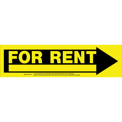 Sign English Yellow For Rent 6" H X 24" W - pack of 6