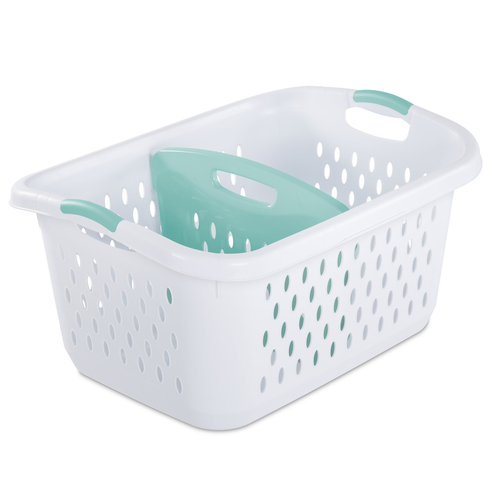 Sterilite 12138004 Divided Laundry Basket White Plastic White