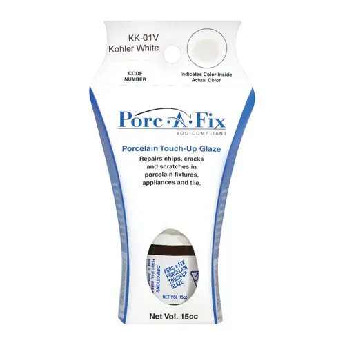 Porc-A-Fix KK-1V Touch-Up Glaze Porcelain Kohler White 15 cc Kohler White