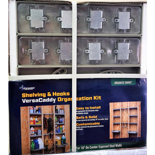Shelving and Hooks Organization Kit 48" H X 48" W X 4" D Gray Plastic Gray