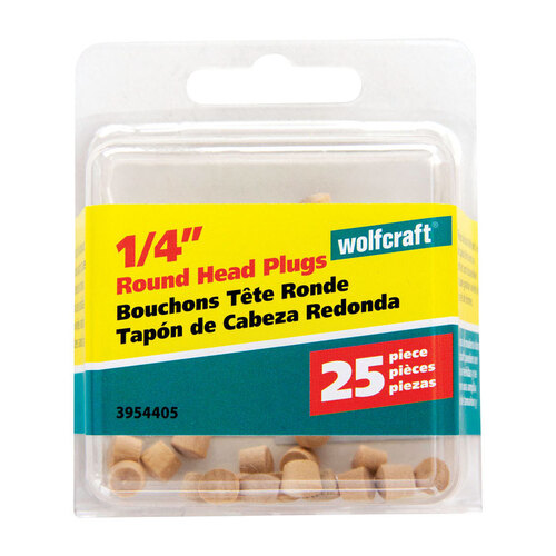 Head Plug Round Birch 1/4" D X 0.225" L 1 pk Natural