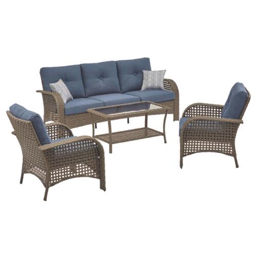 Living Accents 21S0150E Deep Seating Set St. Charles 4 pc Walnut Steel