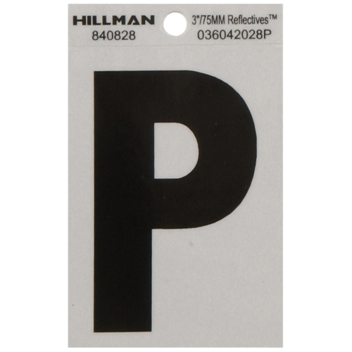 Letter 3" Reflective Black Vinyl Self-Adhesive P