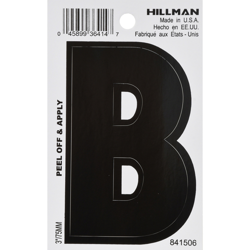 Letter 3" Black Vinyl Self-Adhesive B - pack of 6