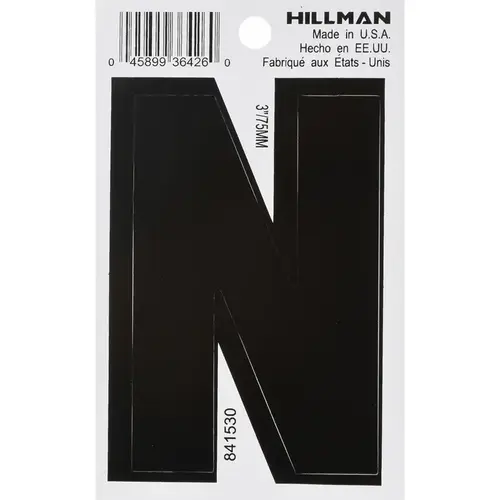 Letter 3" Black Vinyl Self-Adhesive N Glossy