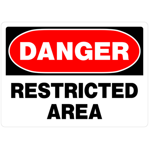 Sign English White Danger 10" H X 14" W