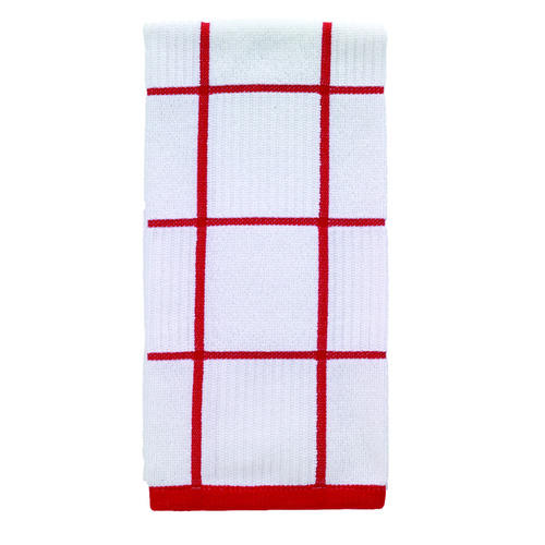 T-fal 10148 Kitchen Towel Red Cotton Checked Parquet Red