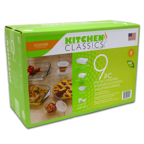 Kitchen Classics 195-94976LIB Bake Set Ovenware Collection Clear Clear