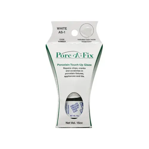 Porc-A-Fix AS-1 Porc-A-Fix American Standard White High Gloss Porcelain Touch-up Paint, 15cc