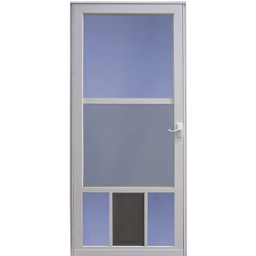 Pet Storm Door 81" H X 36" W Aluminum White Full-View Reversible White