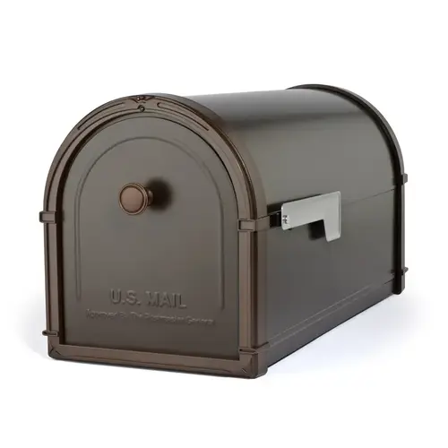 Architectural Mailboxes 5591RZ-10 Mailbox Bellevue Modern Galvanized Steel Post Mount Rubbed Bronze Powder Coated