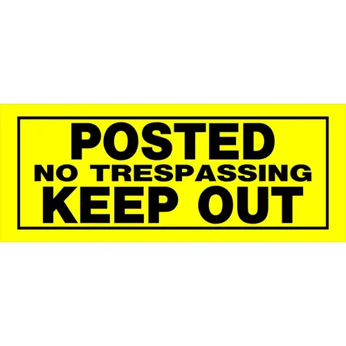 Sign English Yellow No Trespassing 6" H X 15" W