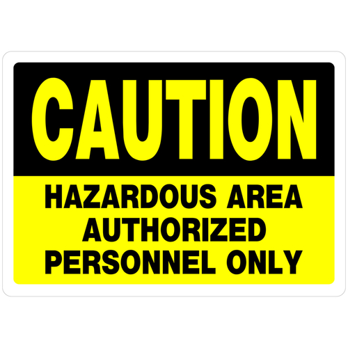 Sign English White Caution 10" H X 14" W