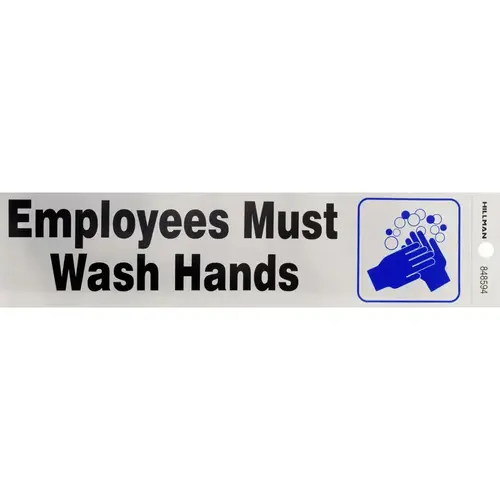 Decal English Silver Health Safety 2" H X 8" W Nickel