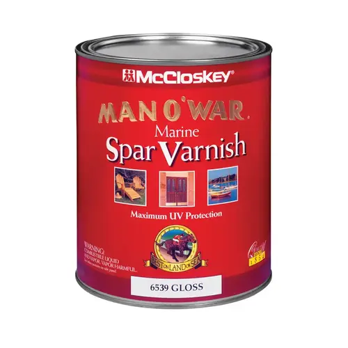 Man O'War 080.000.005 Marine Spar Varnish, Gloss, Clear, 1 qt