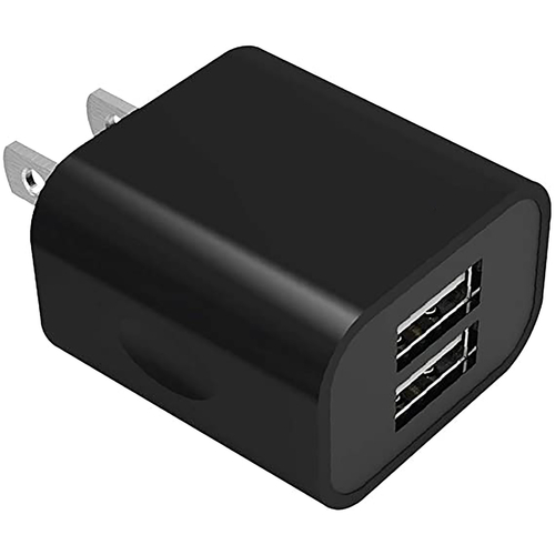 2 Port USB Wall Charger  Black