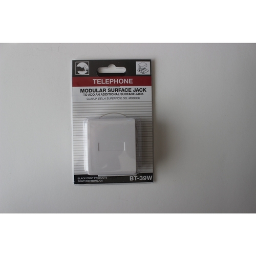 Black Point Products BT039WHITE Phone Jack 1Jack SurfaceMount White