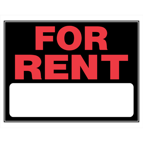 Sign English Black For Rent 15" H X 19" W - pack of 6