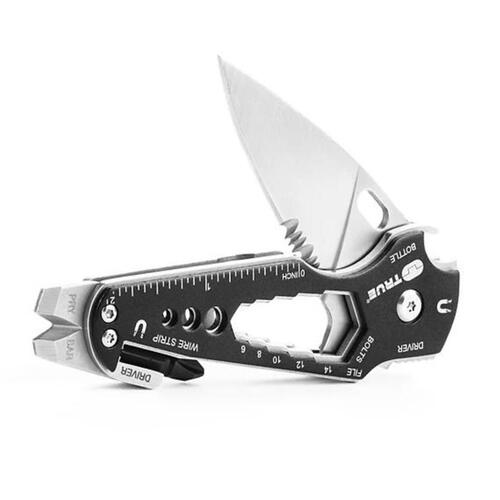 True TRU-KNF-0016 Multi-Function Knife Gray 420 HC Stainless Steel 6.88" Folding Knife