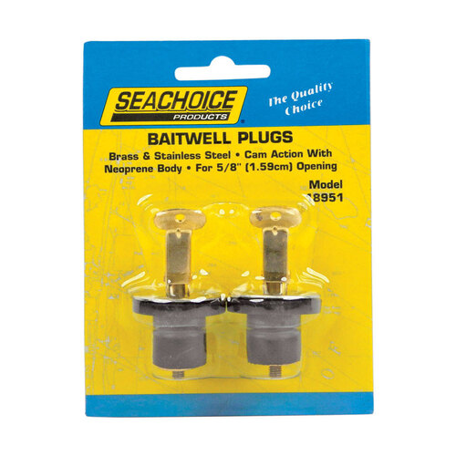 Seachoice 18951 Deck and Baitwell Plugs Stainless Steel 5/8" W Black